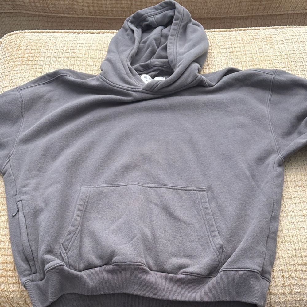 Hollister Men's Charcoal Hoodie Sweater